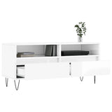 Meuble TV blanc brillant 100x34,5x44,5 cm bois d'ingénierie