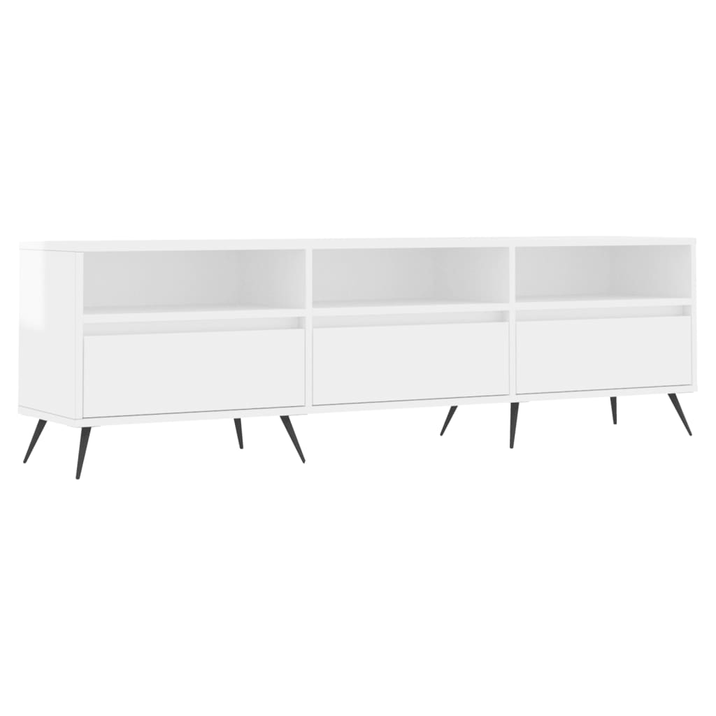 Meuble TV blanc brillant 150x30x44,5 cm bois d'ingénierie