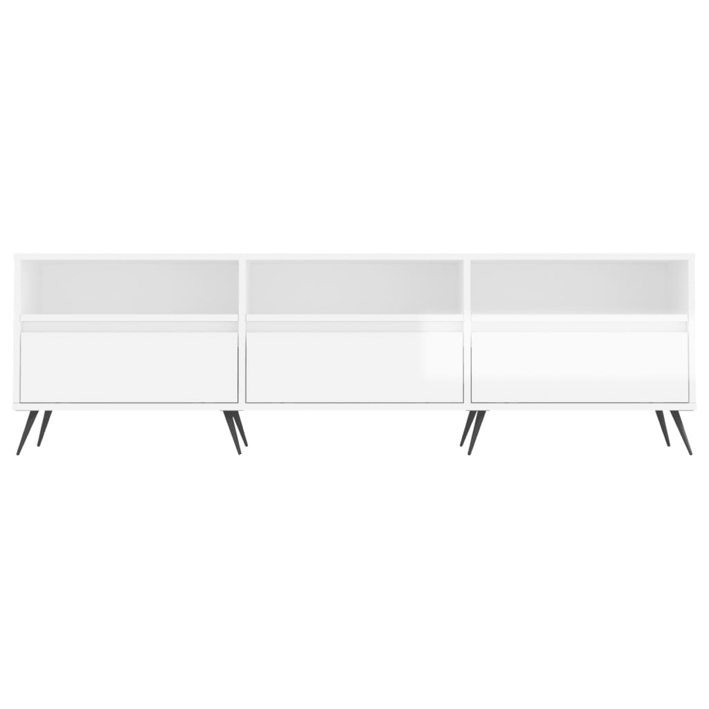 Meuble TV blanc brillant 150x30x44,5 cm bois d'ingénierie