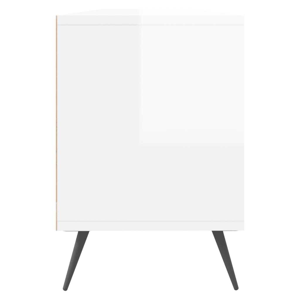 Meuble TV blanc brillant 150x30x44,5 cm bois d'ingénierie