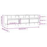 Meuble TV blanc brillant 150x30x44,5 cm bois d'ingénierie