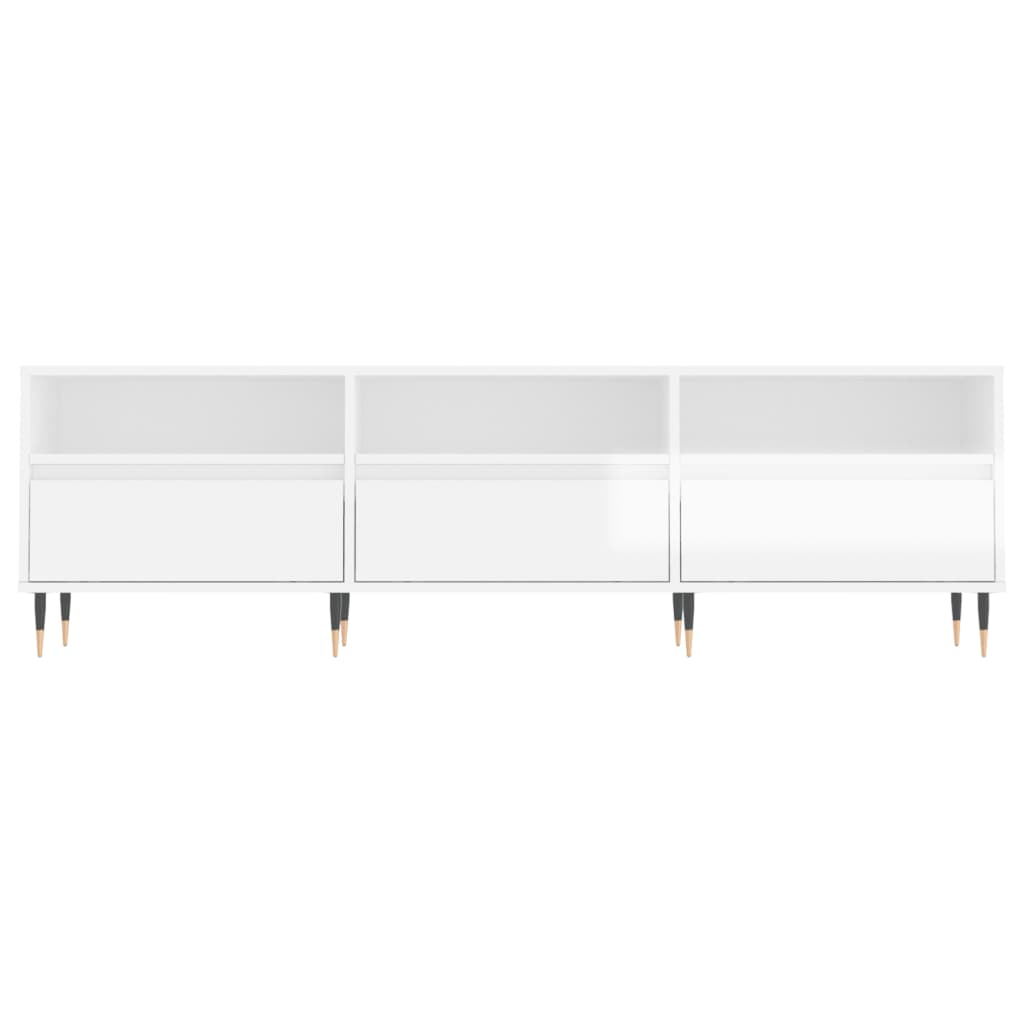 Meuble TV blanc brillant 150x30x44,5 cm bois d'ingénierie