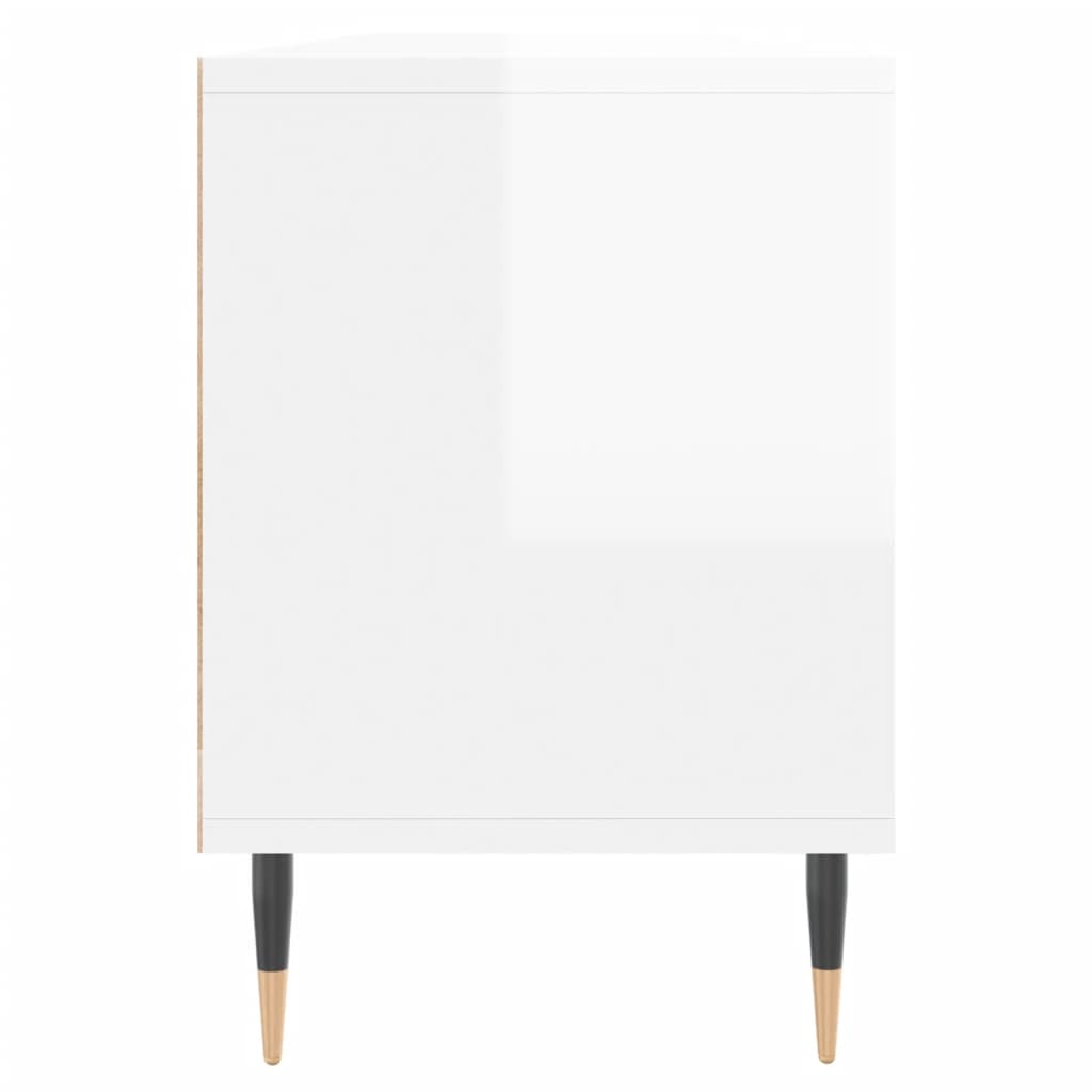 Meuble TV blanc brillant 150x30x44,5 cm bois d'ingénierie