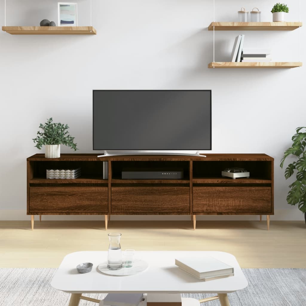 Meuble TV chêne marron 150x30x44,5 cm bois d'ingénierie