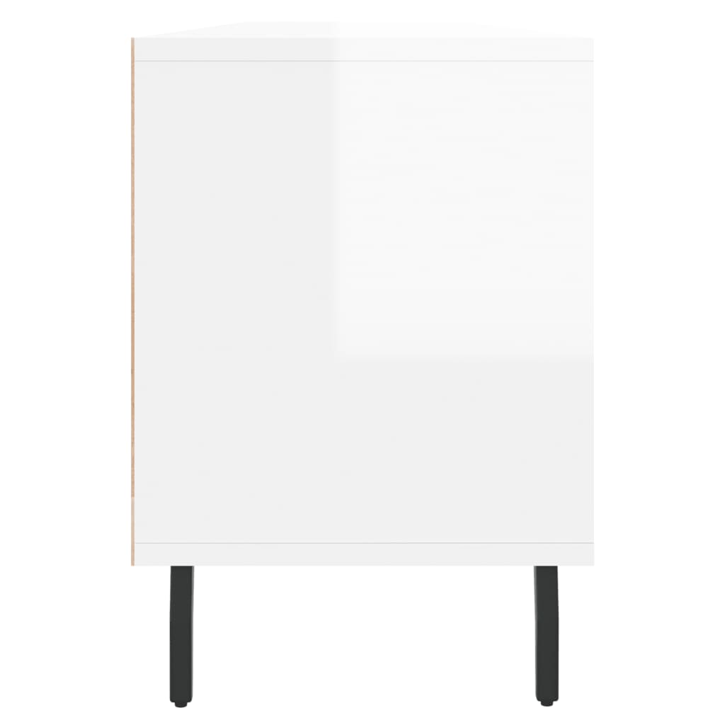 Meuble TV blanc brillant 150x30x44,5 cm bois d'ingénierie