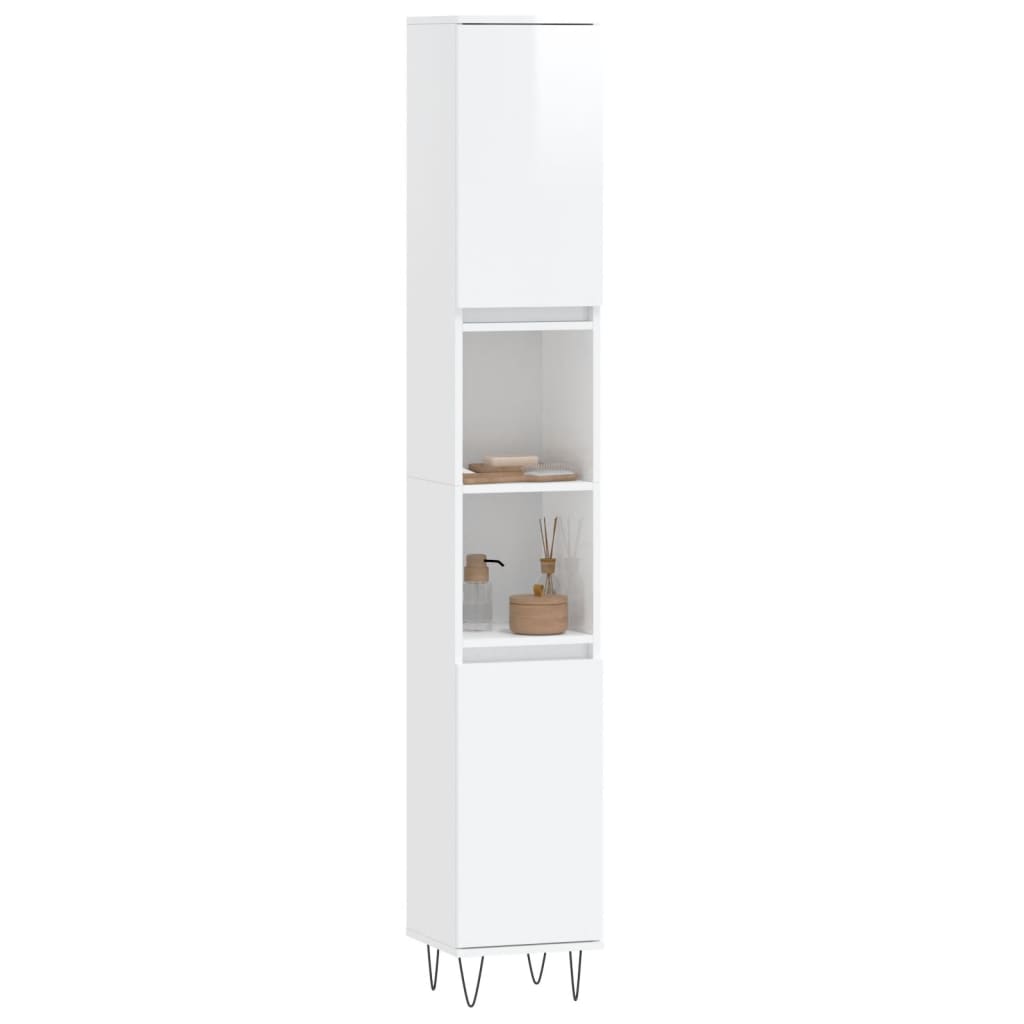 Armoire de salle de bain blanc brillant 30x30x190 cm