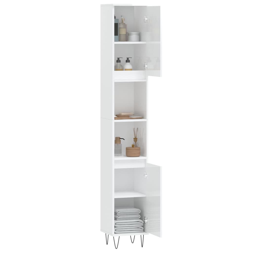 Armoire de salle de bain blanc brillant 30x30x190 cm