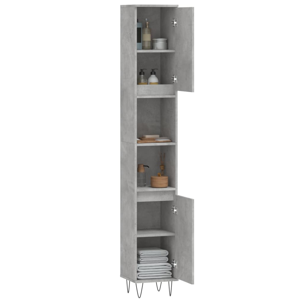 Armoire de salle de bain gris béton 30x30x190 cm