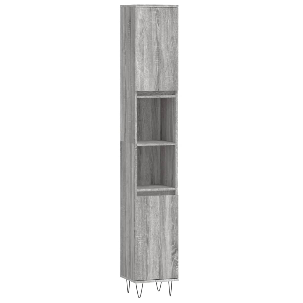 Armoire de bain sonoma gris 30x30x190 cm bois d'ingénierie