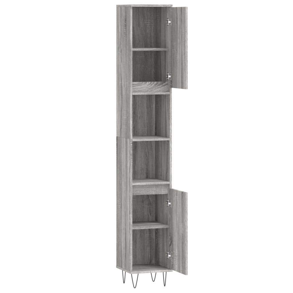 Armoire de bain sonoma gris 30x30x190 cm bois d'ingénierie