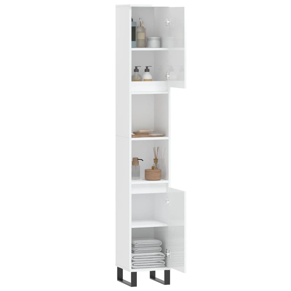 Armoire de salle de bain blanc brillant 30x30x190 cm