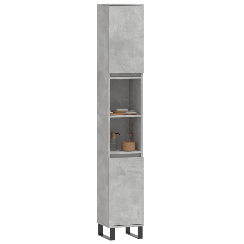 Armoire de salle de bain gris béton 30x30x190 cm