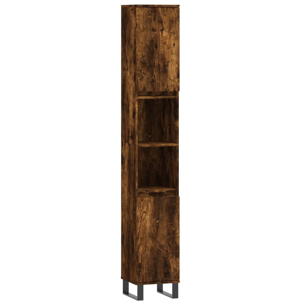 Armoire de bain chêne fumé 30x30x190 cm bois d'ingénierie