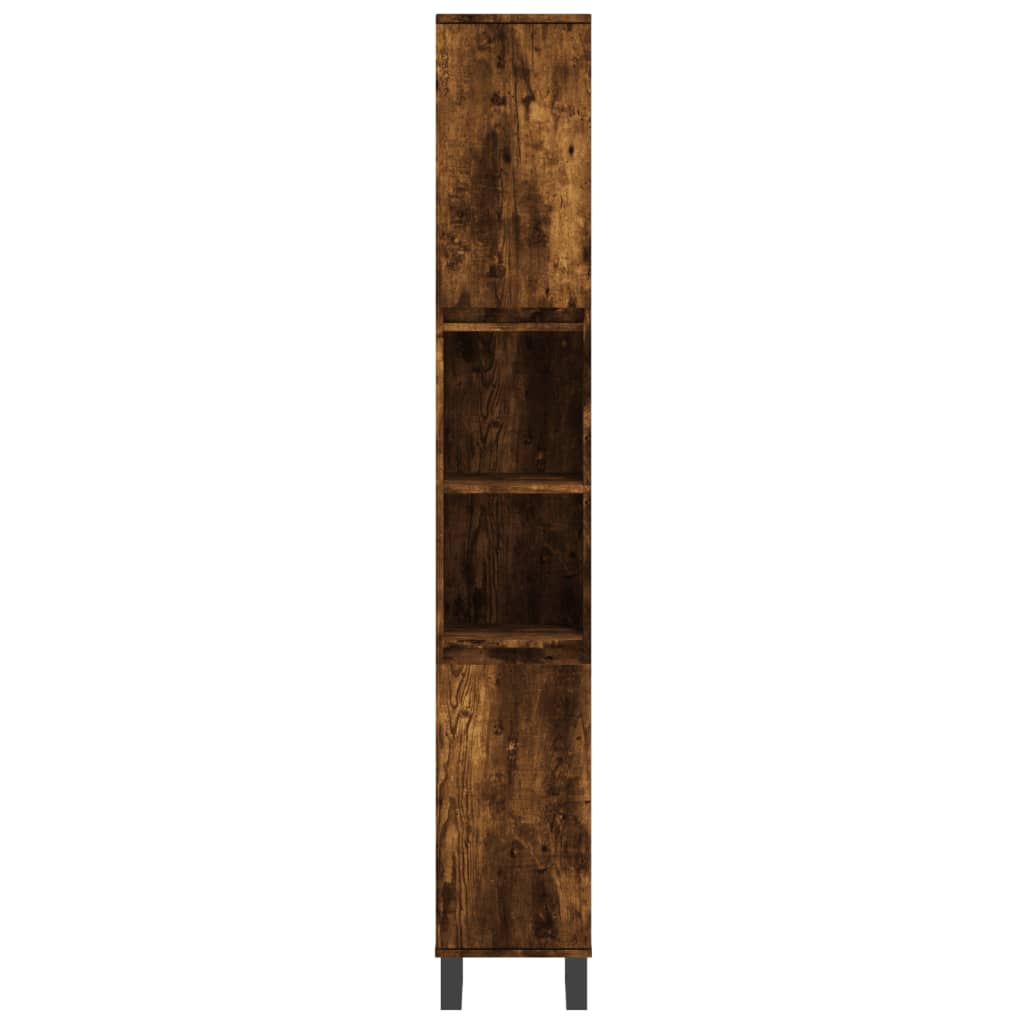 Armoire de bain chêne fumé 30x30x190 cm bois d'ingénierie