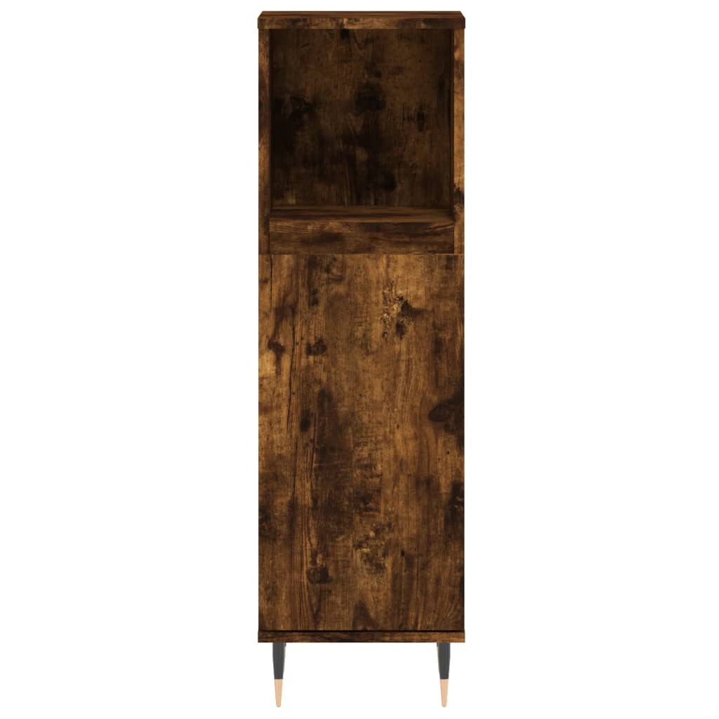 Armoire de bain chêne fumé 30x30x100 cm bois d'ingénierie