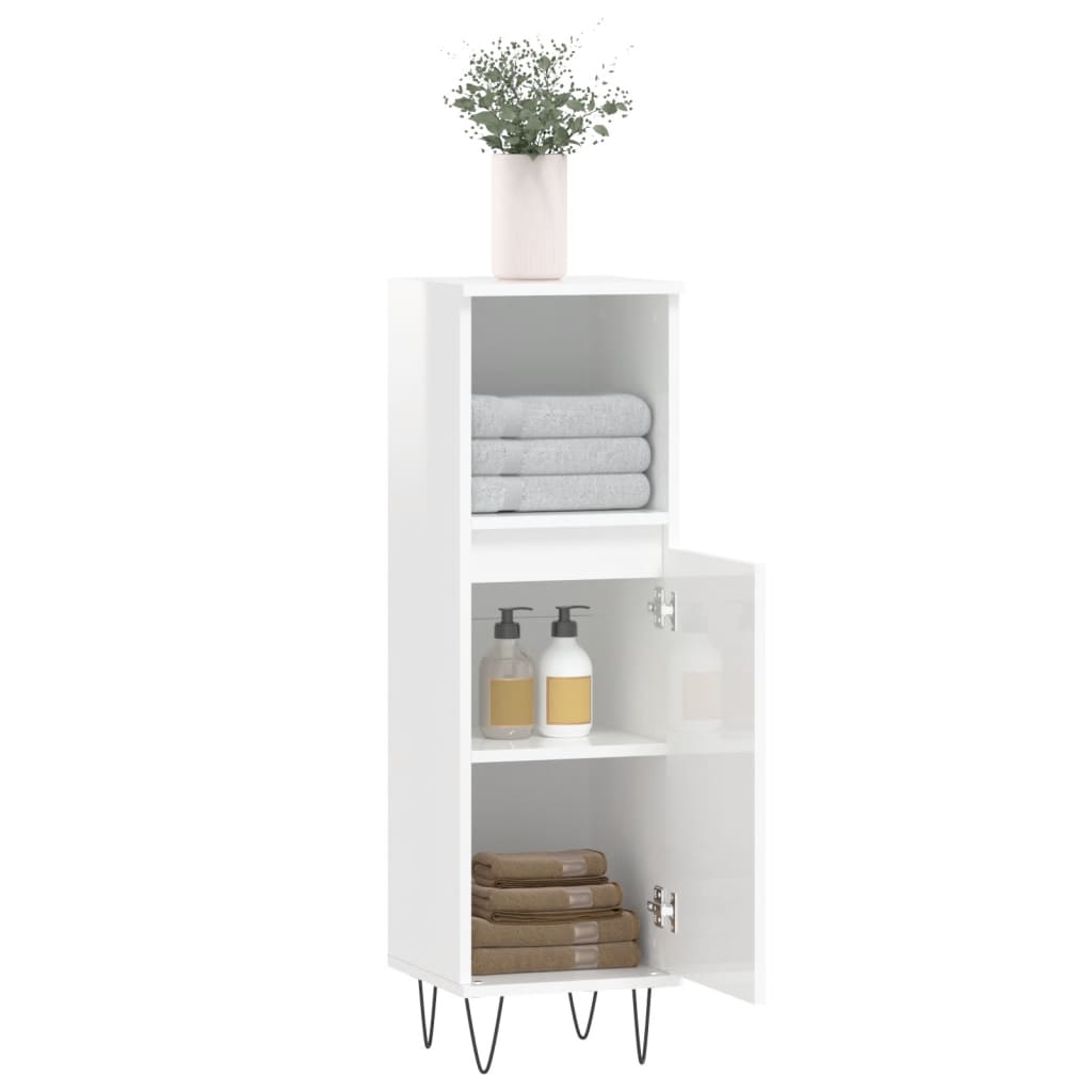 Armoire de salle de bain blanc brillant 30x30x100 cm