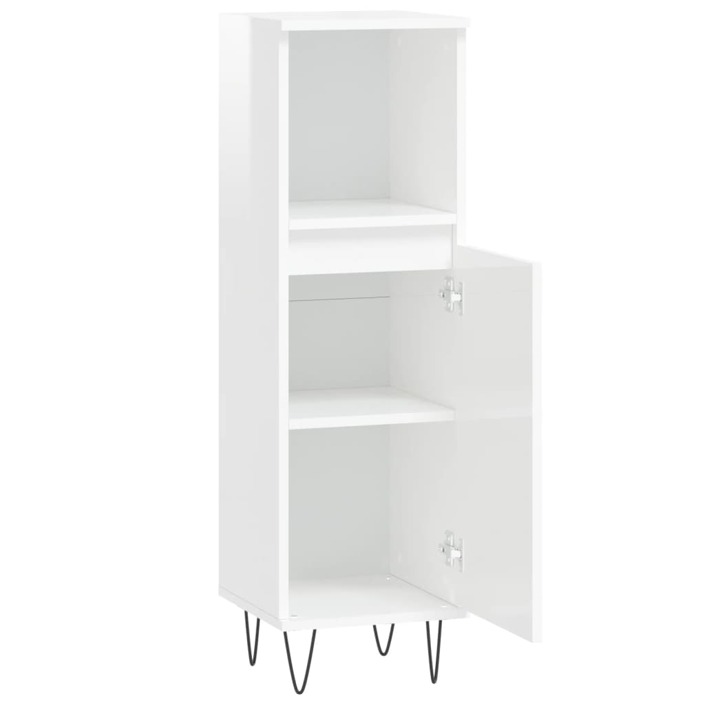 Armoire de salle de bain blanc brillant 30x30x100 cm