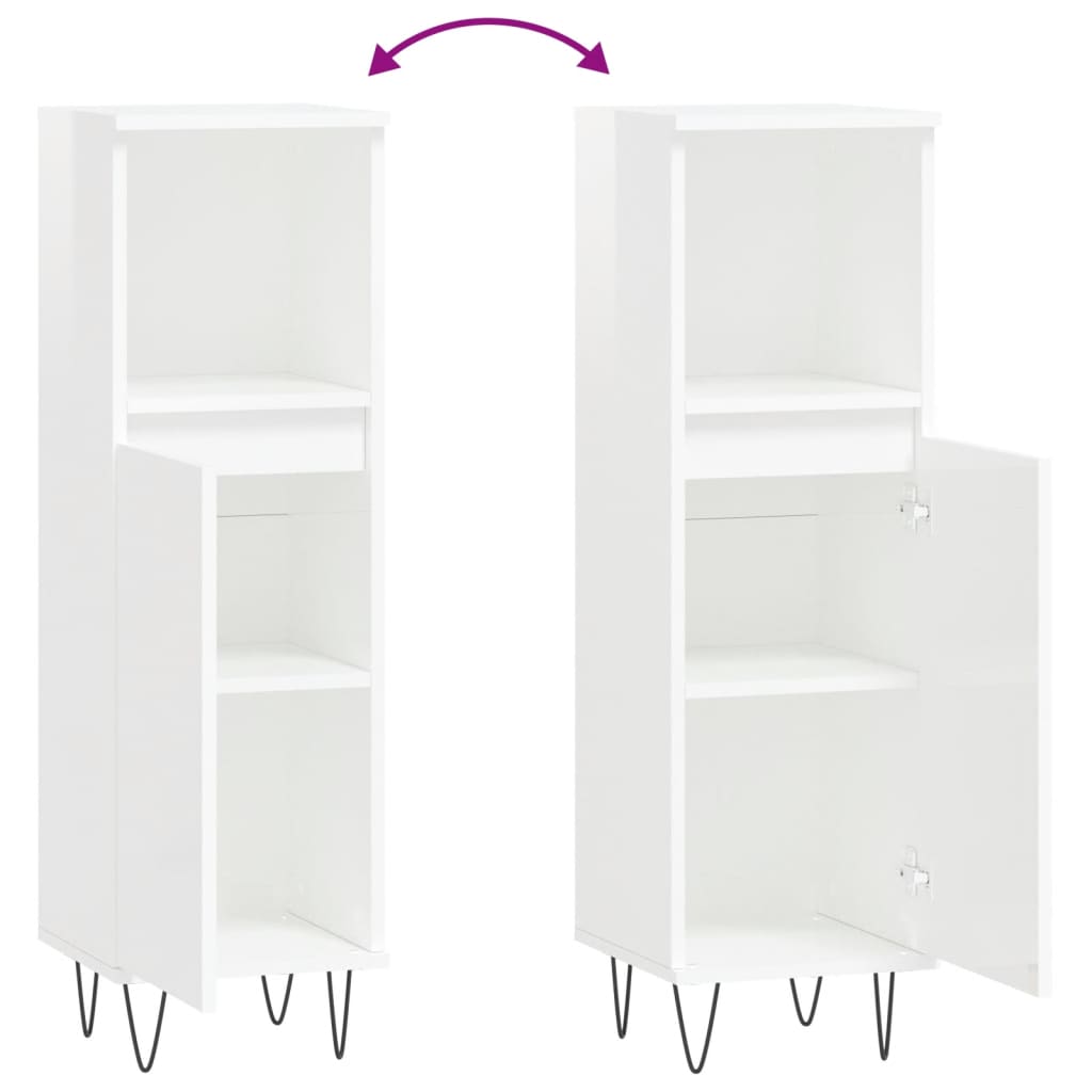 Armoire de salle de bain blanc brillant 30x30x100 cm