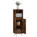 Armoire de bain chêne fumé 30x30x100 cm bois d'ingénierie