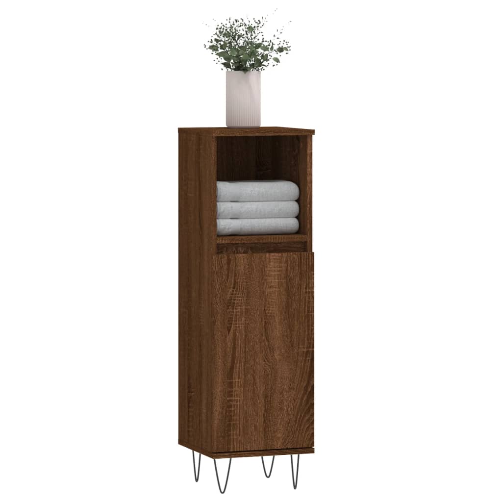 Armoire de bain chêne marron 30x30x100 cm bois d'ingénierie