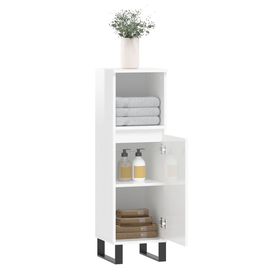 Armoire de salle de bain blanc brillant 30x30x100 cm