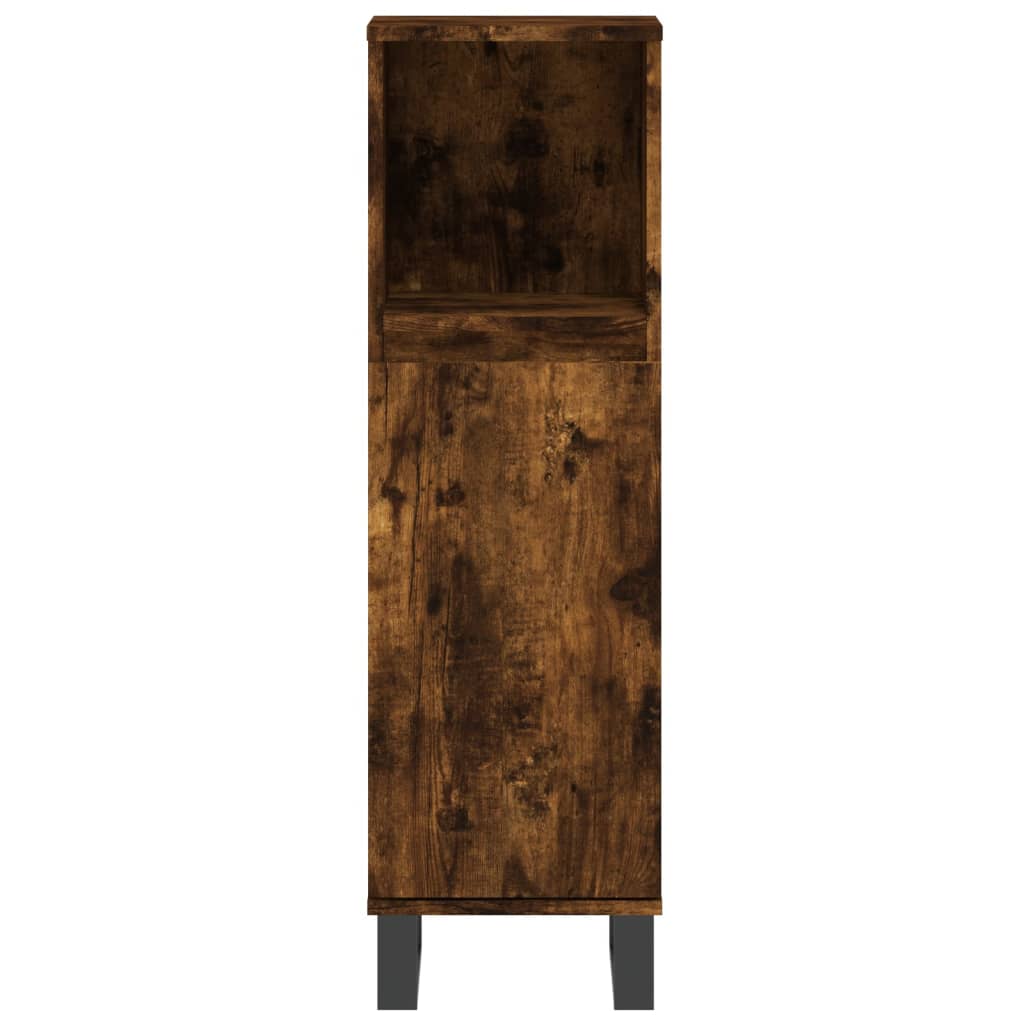 Armoire de bain chêne fumé 30x30x100 cm bois d'ingénierie