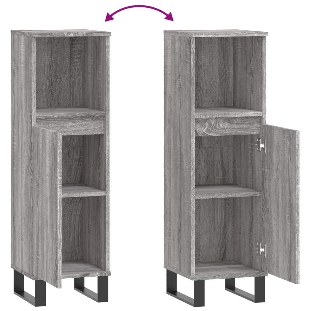 Armoire salle de bain sonoma gris 30x30x100 cm