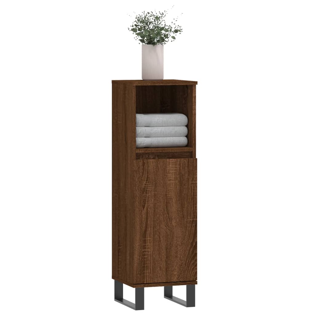 Armoire de bain chêne marron 30x30x100 cm bois d'ingénierie