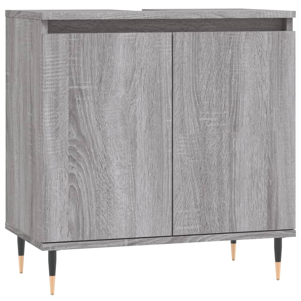 Sonoma grauer Badezimmerschrank 58x33x60 cm aus Holzwerkstoff