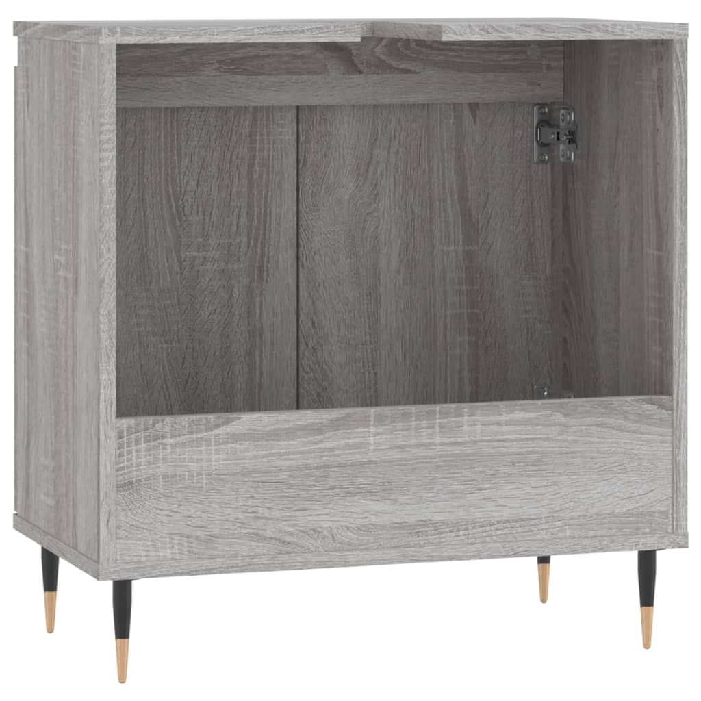 Sonoma grauer Badezimmerschrank 58x33x60 cm aus Holzwerkstoff