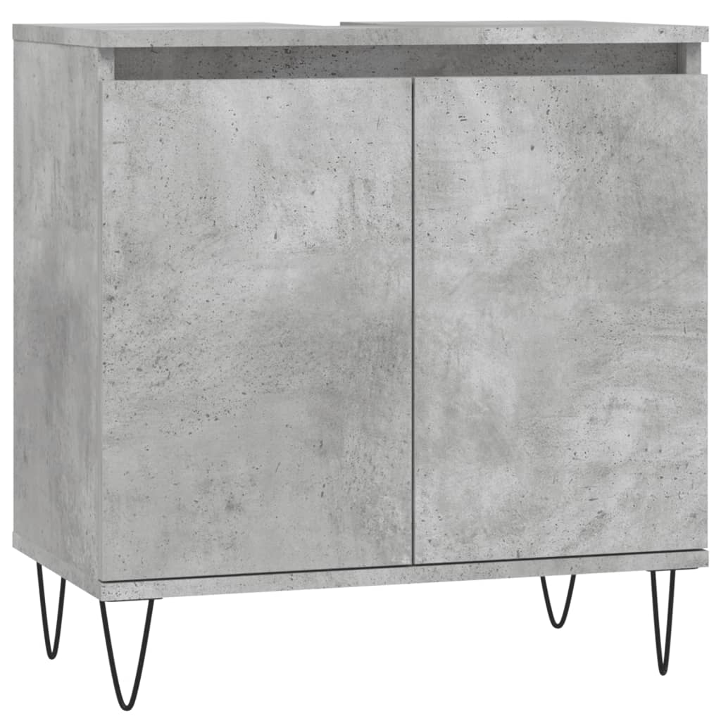 Betongrauer Badezimmerschrank 58x33x60 cm, Holzwerkstoff