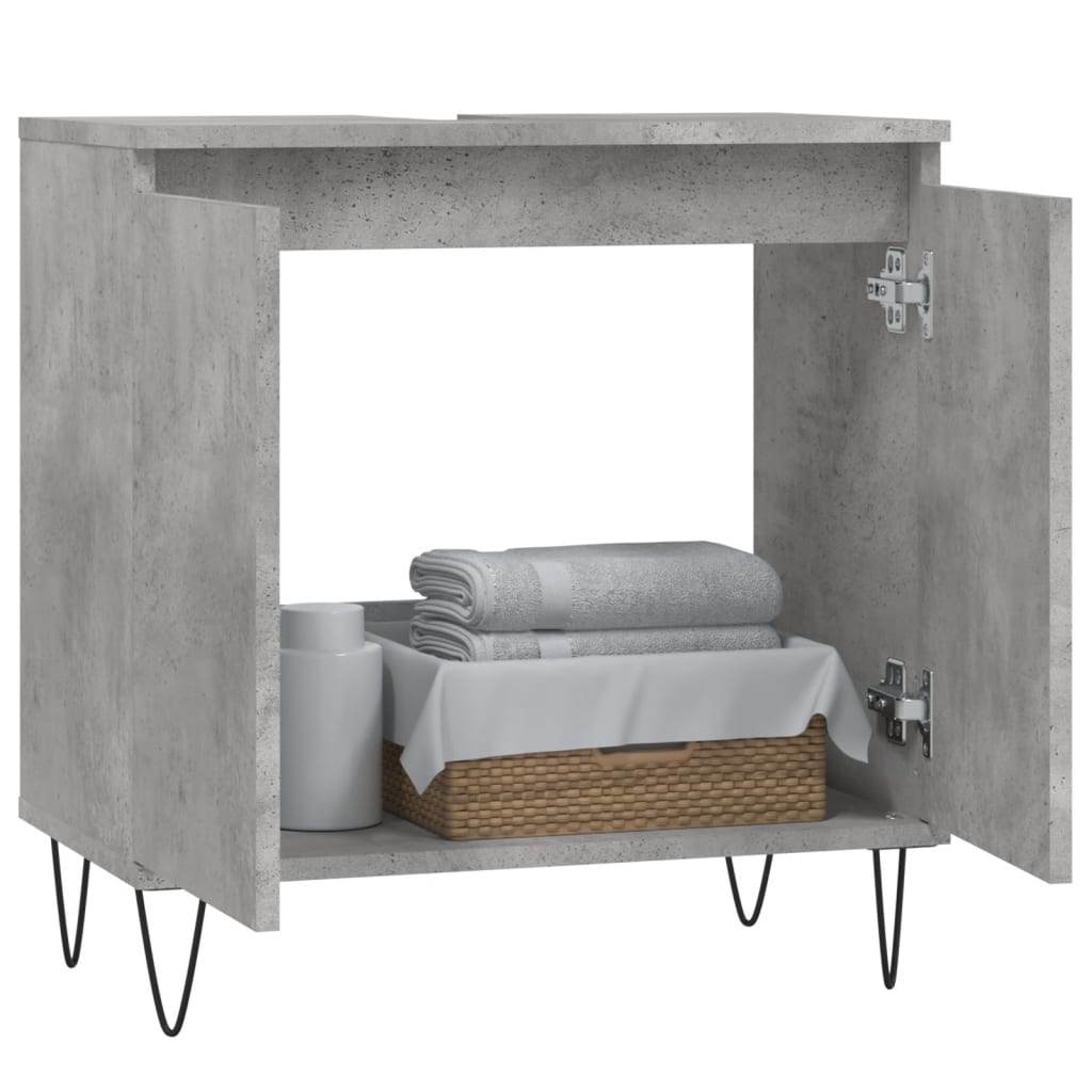 Armoire de bain gris béton 58x33x60 cm bois d'ingénierie