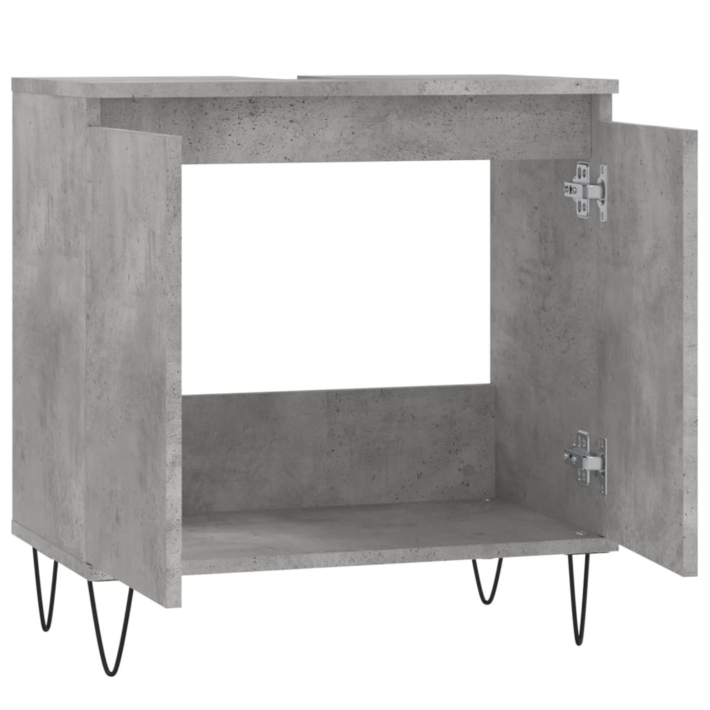 Betongrauer Badezimmerschrank 58x33x60 cm, Holzwerkstoff