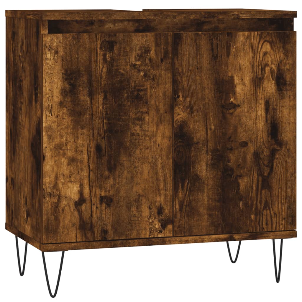 Badezimmerschrank aus geräucherter Eiche, 58 x 33 x 60 cm, Holzwerkstoff