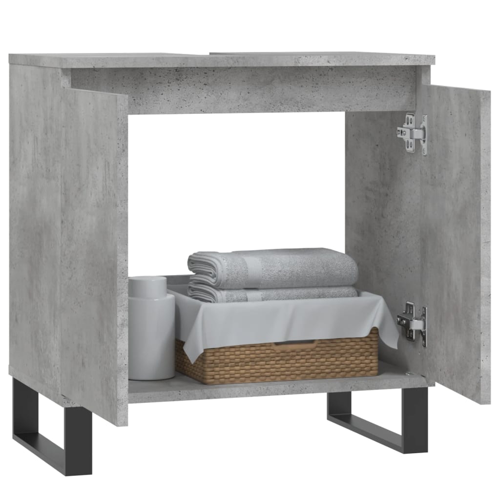 Armoire de bain gris béton 58x33x60 cm bois d'ingénierie