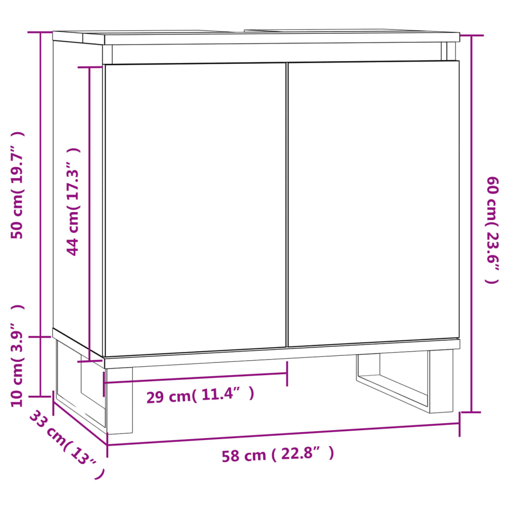 Armoire de bain chêne marron 58x33x60 cm bois d'ingénierie