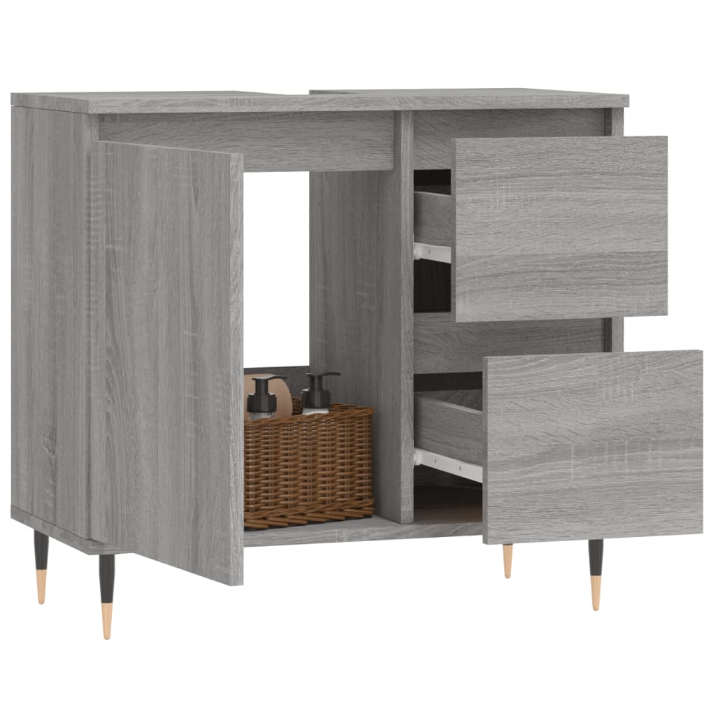 Sonoma grauer Badezimmerschrank 65x33x60 cm aus Holzwerkstoff