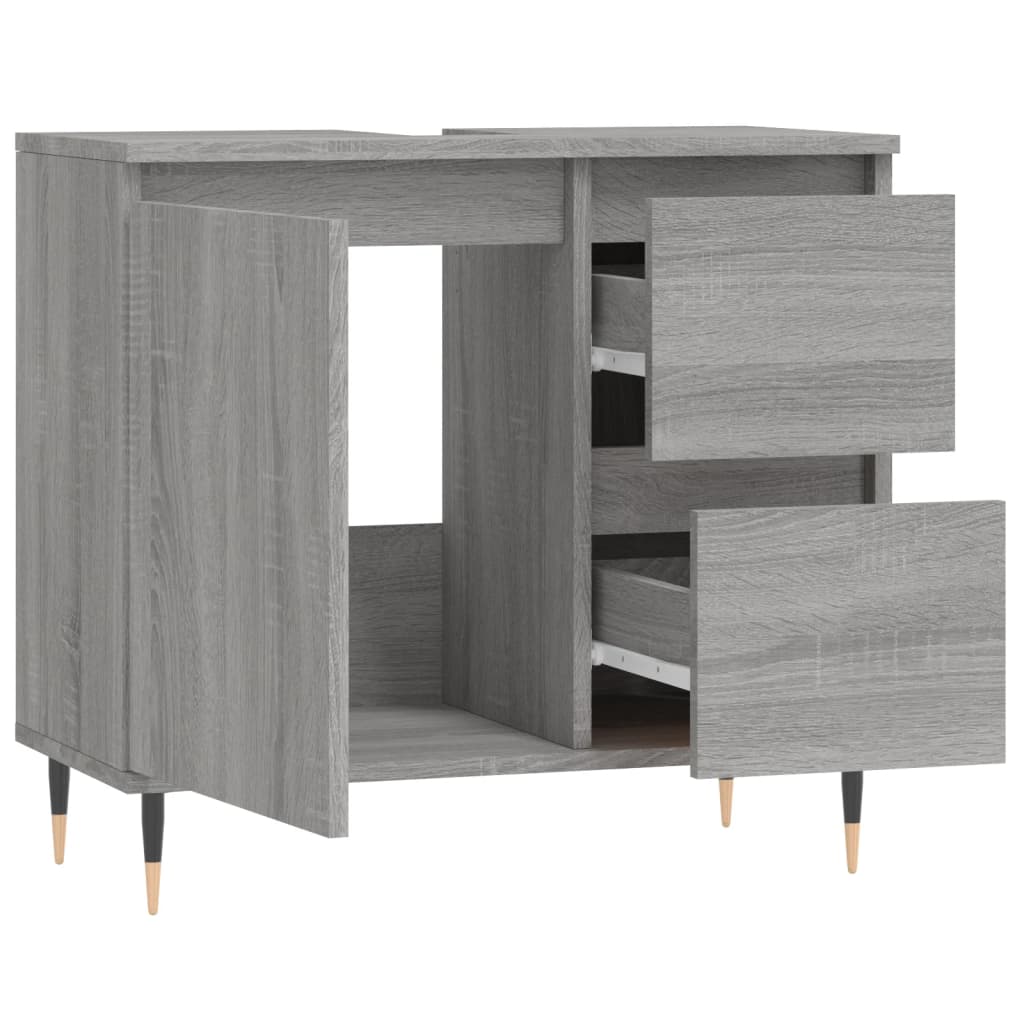 Sonoma grauer Badezimmerschrank 65x33x60 cm aus Holzwerkstoff