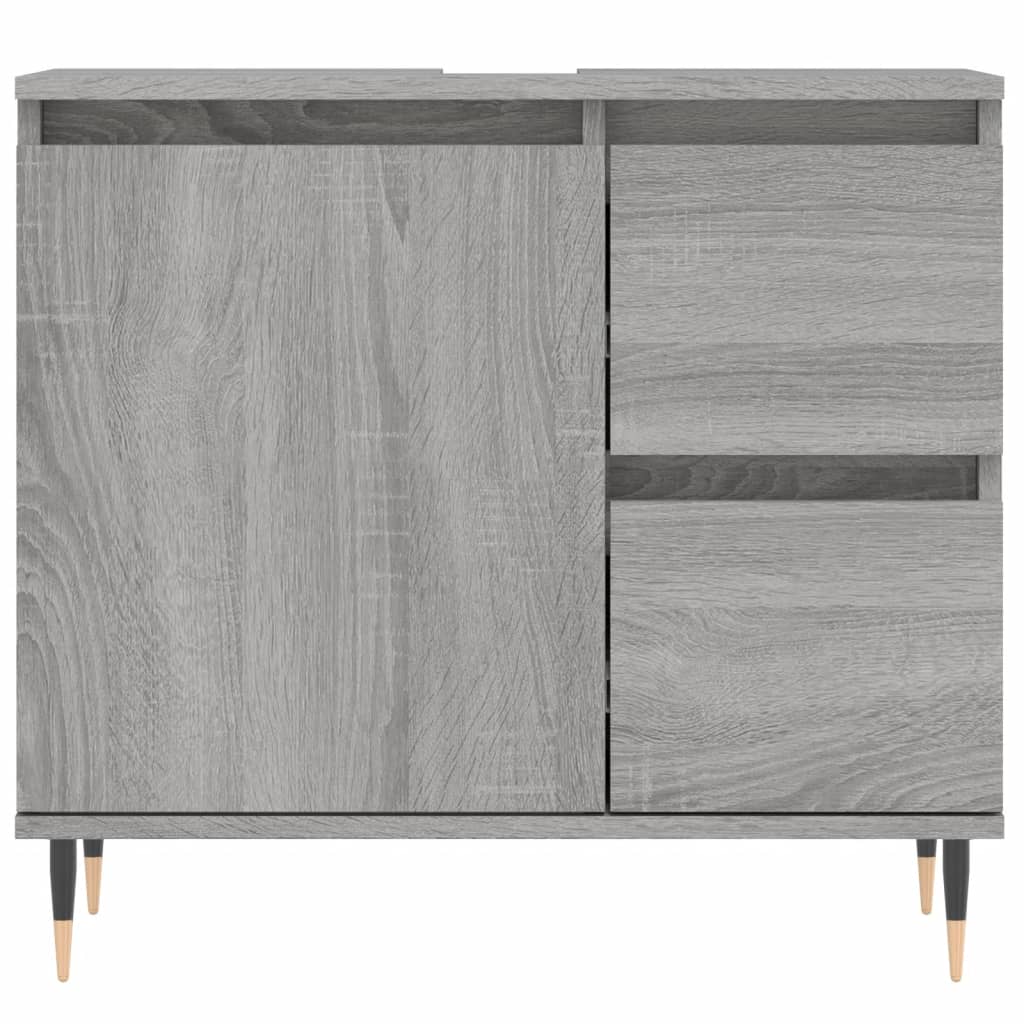 Sonoma grauer Badezimmerschrank 65x33x60 cm aus Holzwerkstoff