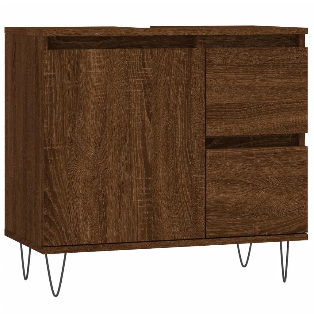 Armoire de bain chêne marron 65x33x60 cm bois d'ingénierie