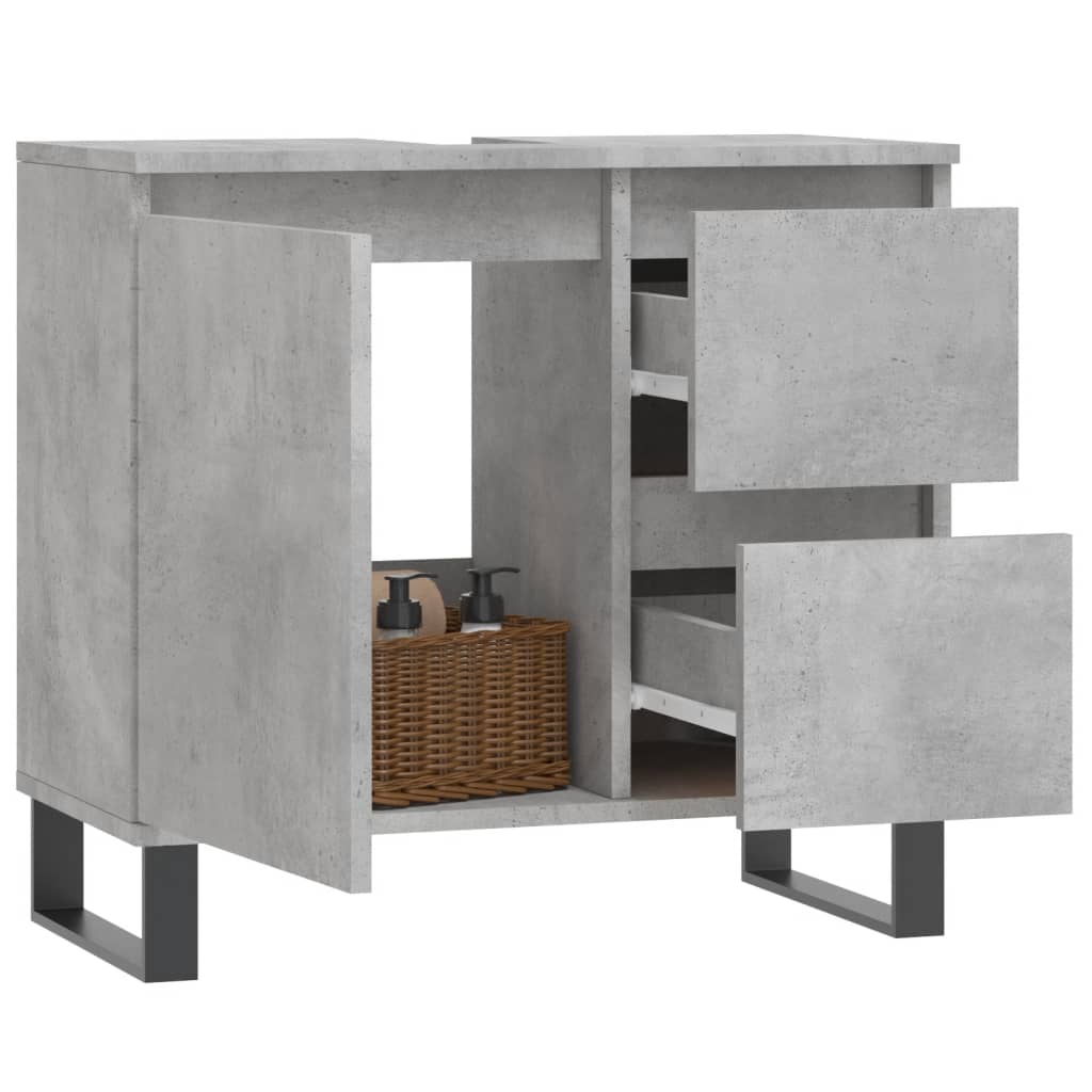 Armoire de salle de bain gris béton 65x33x60 cm