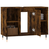 Armoire salle de bain chêne fumé 80x33x60cm bois d'ingénierie