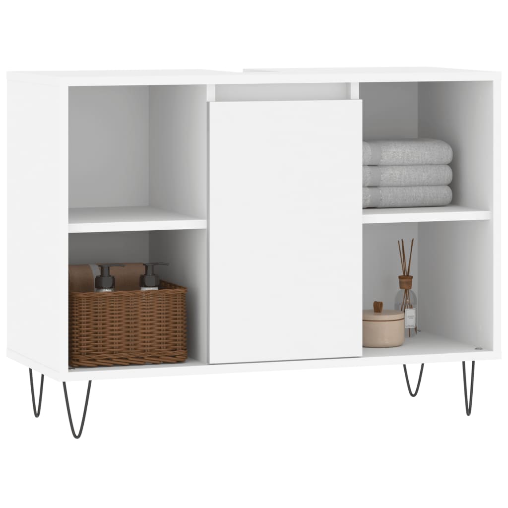 White bathroom cabinet 80x33x60 cm engineered wood