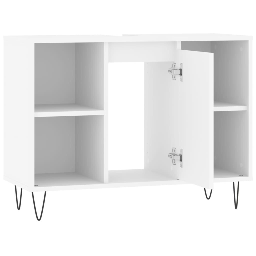 White bathroom cabinet 80x33x60 cm engineered wood