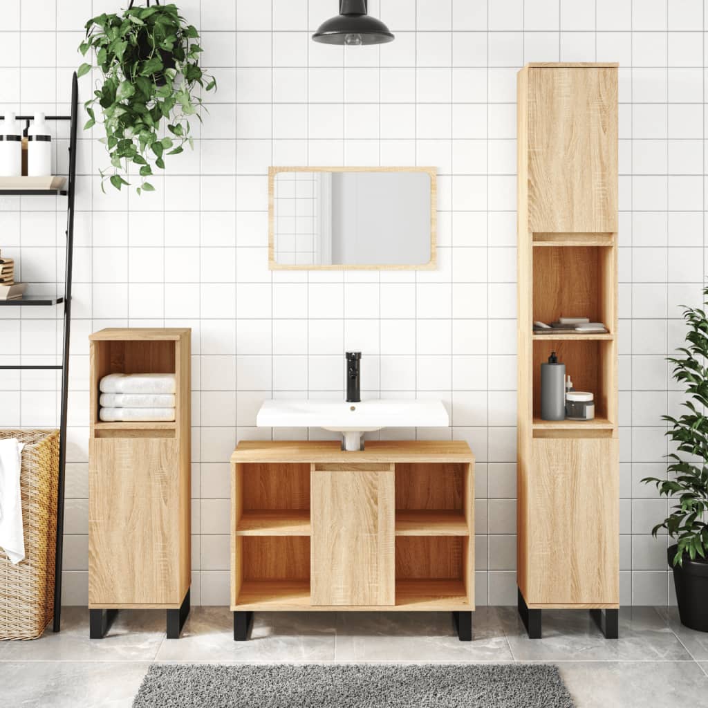 Bathroom cabinet sonoma oak 80x33x60cm engineered wood