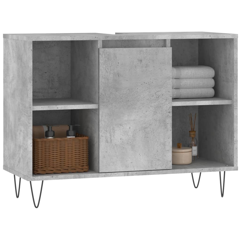 Armoire salle de bain gris béton 80x33x60cm bois d'ingénierie