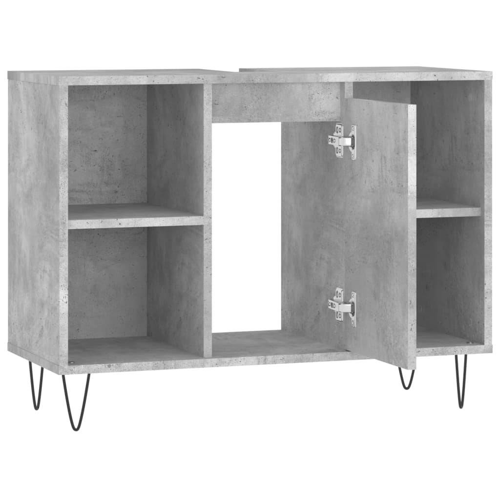 Armoire salle de bain gris béton 80x33x60cm bois d'ingénierie