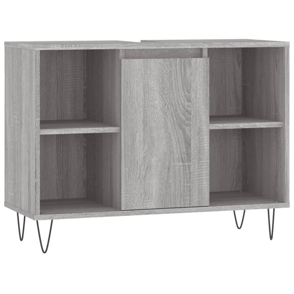 Sonoma grauer Badezimmerschrank 80x33x60 cm aus Holzwerkstoff