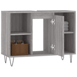 Sonoma grauer Badezimmerschrank 80x33x60 cm aus Holzwerkstoff