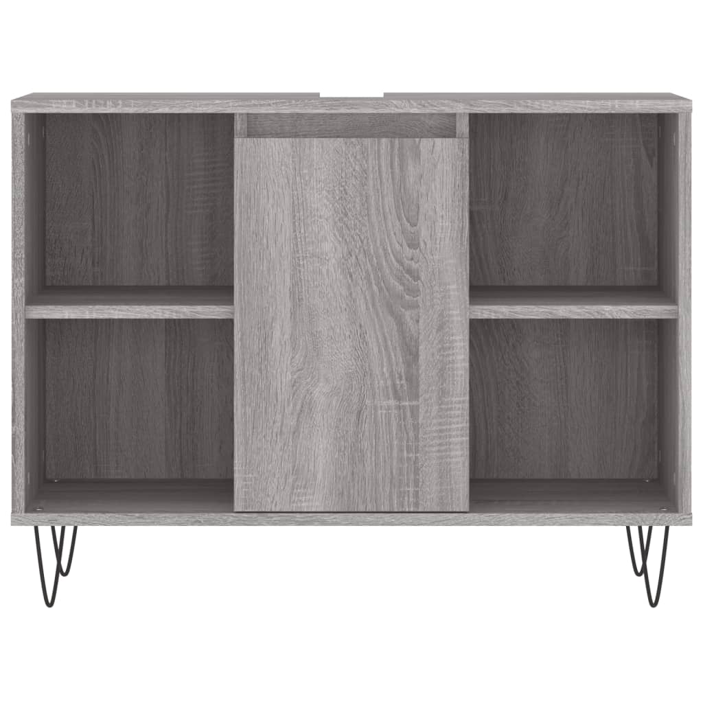 Sonoma grauer Badezimmerschrank 80x33x60 cm aus Holzwerkstoff